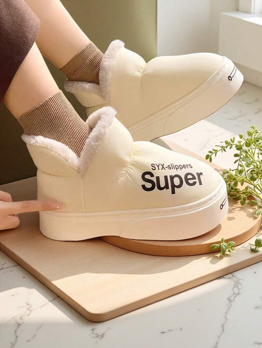 1 Paio di stivali da neve unisex in EVA, con collo morbido e soffice, design senza lacci, tacco piatto, adatti per l'autunno/inverno