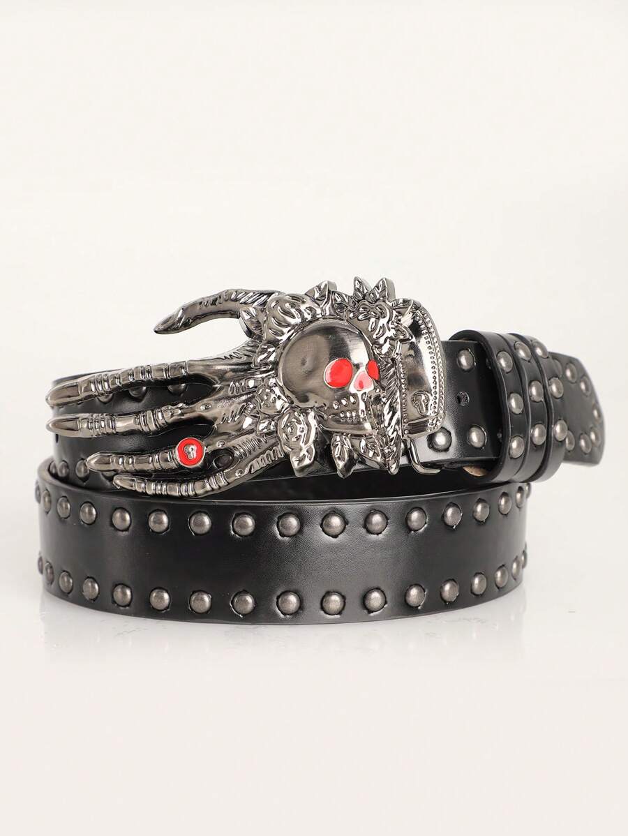 Cinturón Studded de ojos rojos para nueva llegada, cinturón único de estilo rock oscuro punk Y2K, adecuado para música rock, fiesta de Halloween