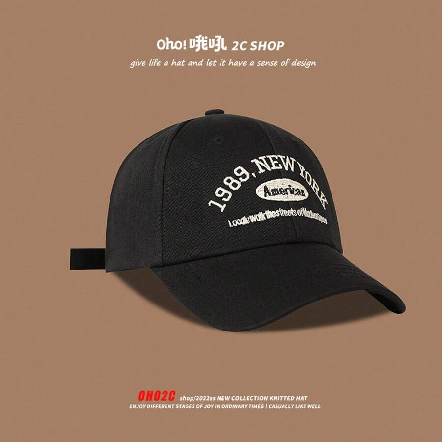 1989 NewYork Retro Baseball Cap, Women's Casual Street Letter Embroidery Sun Hat, Adjustable Unisex Summer Daily Wear