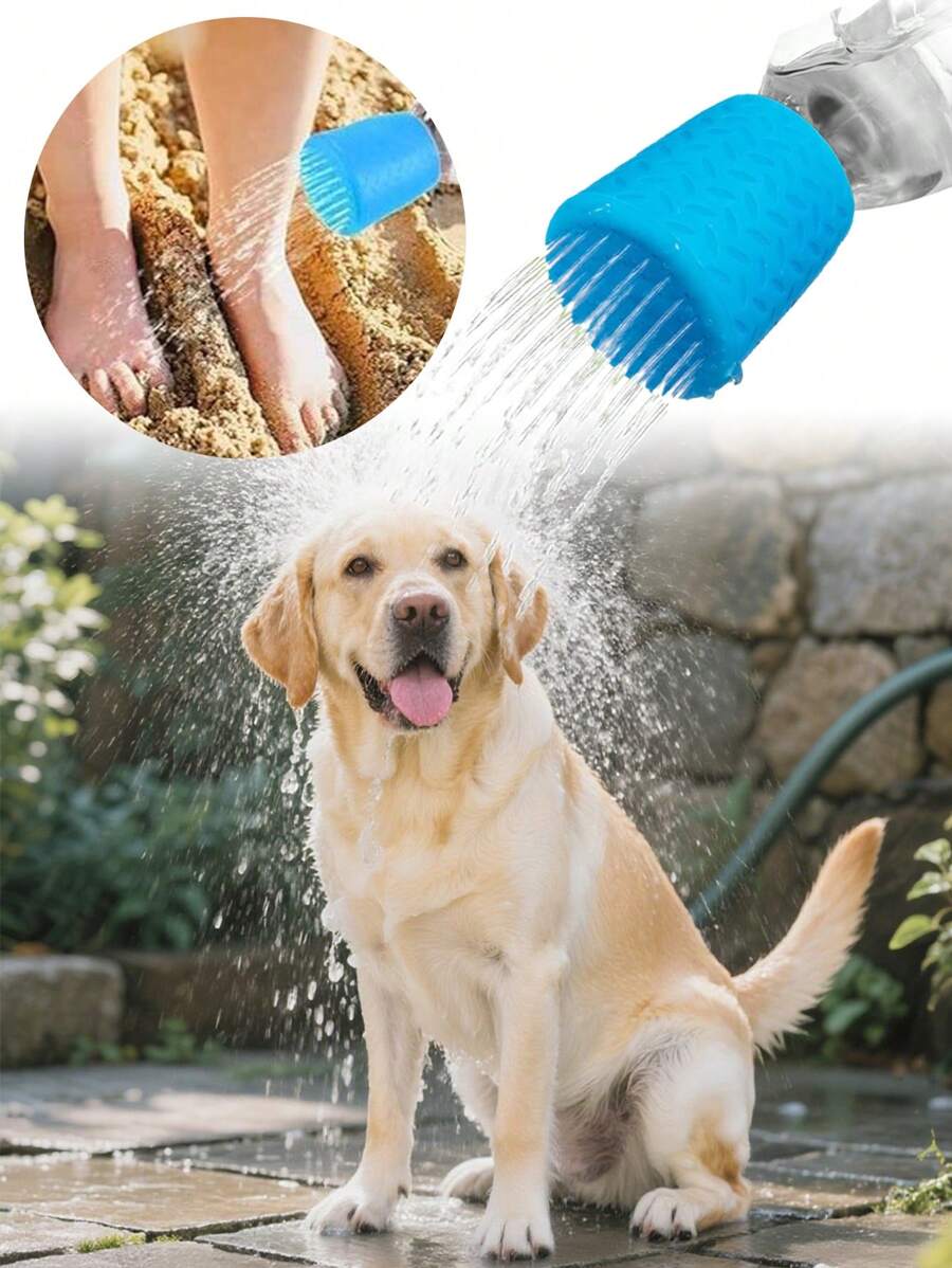 2pcs Portable Multifunctional Silicone Pet Shower Head, Universal Fit For Standard Plastic Bottles, Innovative Dog Wash Spray Nozzle For Camping, Hiking & Beach Trips, Pet Grooming & Cleaning Supplies