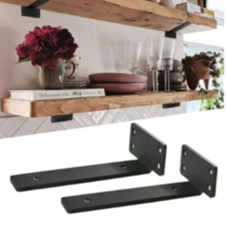 Supports de étagère flottante en métal Montage mural Supports pour étagères extra-robustes de 5 mm d'épaisseur, Supports L invisibles pour le support d'étagères