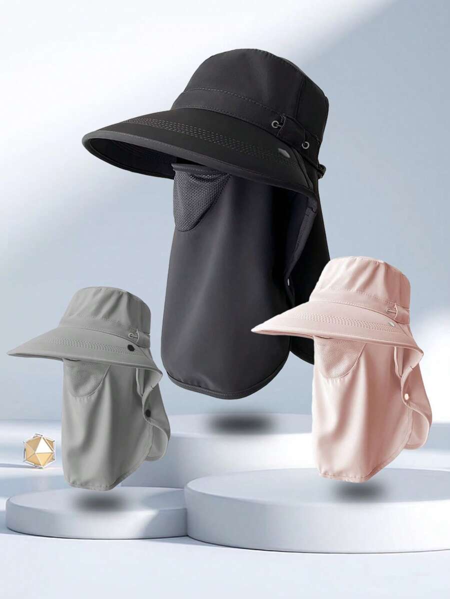 1 Stück Sonnenhut mit breiter Krempe für Damen, neutraler Sonnenschutz-Gesichtsschutz aus Eisseide - komplettes Set zum UV-Schutz für Fahrrad, Motorradfahren Outdoor, Angelkopf-Ohrenmütze, Sonnenschutzmaske für Damen, UV-Schutz, temperaturempfindlicher Kopfbedeckung, Sonnenschutzmaske, Radfahrer Nackenwärmer