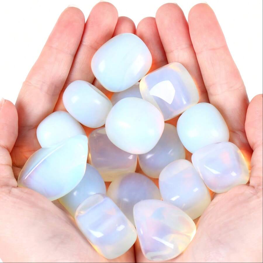 400G Opal Tumbled Polished White Crystals Bulk Crystal For Tumbling Cabbing Balancing Home Decoration Fish Tank Aquarium Vase Filler Gemstones Valentine's Day Festival Birthday Gift For Girl Woman 200G