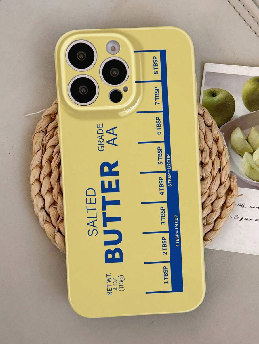 1 Stück Spielerisches Butter Logo Muster perforierter glänzender Hartschalen Handyhülle für 11/12/13/14/15/16 Pro Max