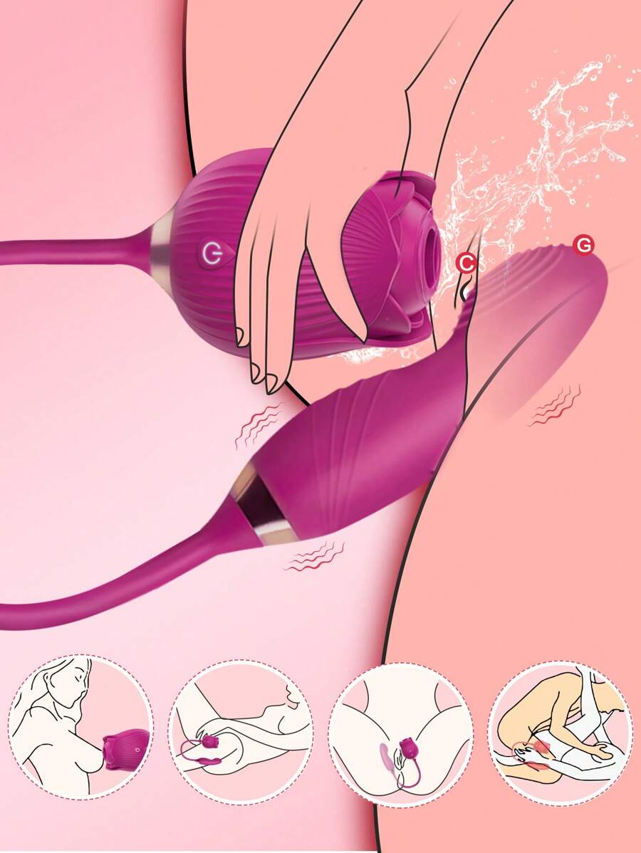 Juguete sexual vibrador para mujeres - Juguete sexual en forma de rosa con vibradores para estimular el punto G y 10 modos de succión para la estimulación clitoriana, de los pezones y anal, juguetes sexuales para adultos y máquinas sexuales para parejas