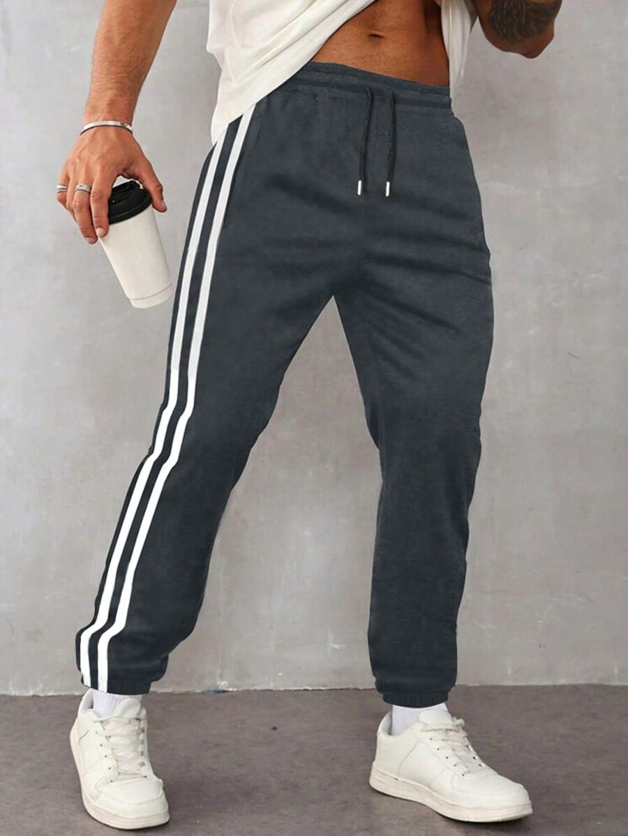 1 Stück Herren Lässig Sportbekleidung Set, Frühling/Sommer Loose Fit Jogginghose für Laufen, Outdoor Wandern, tägliche Fahrten, Sommer gestreifte verkürzte Hose