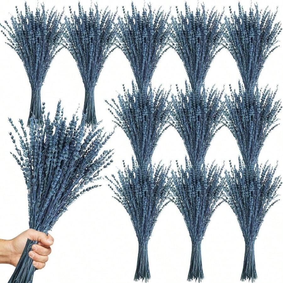 12Pack Dried Lavender Flowers Bundles, 16" Dried Blue Flowers Preserved Lavender Stems For Shower Weeding Ome Fragran Vase Crafts Decor, 600g(21oz)
