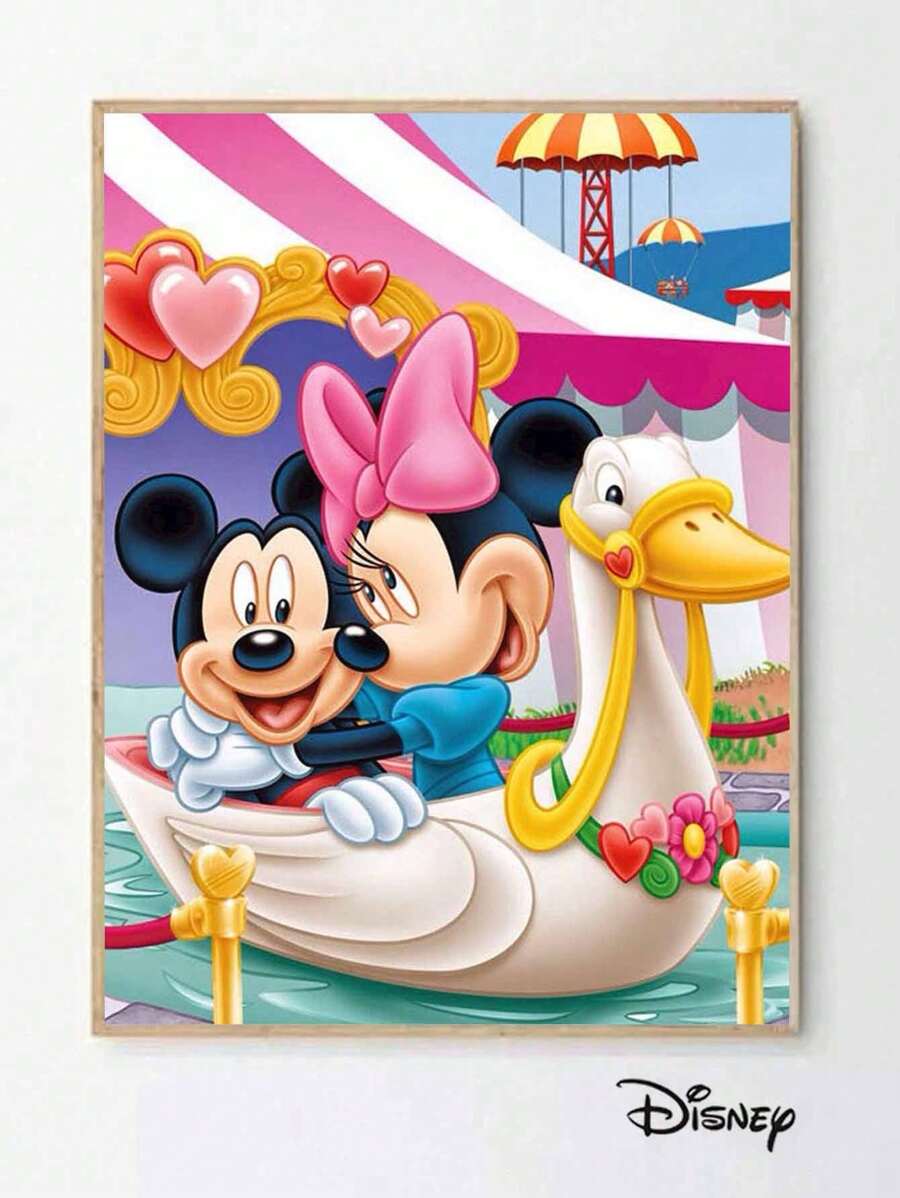 Disney 1 PIEZA Pintura de diamantes 5D con diseño completo de Disney, Mickey y Minnie celebrando en una tienda con patos. Manualidades para principiantes adultos, decoración colgante, suministros de muebles.