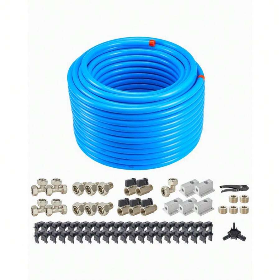 Comprehensive 3/4'' X 200FT HDPE And Aluminum Air Compressor Piping System - Durable Blue Line Kit For Efficient Air Distribution