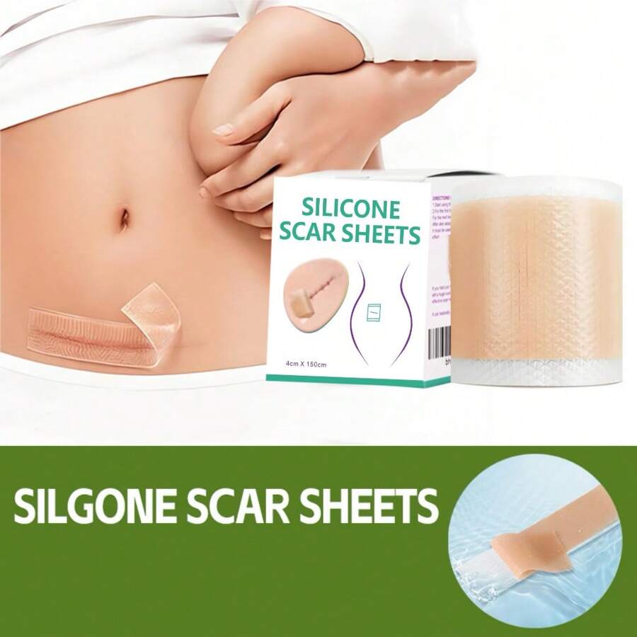 4 * 150cm Silicone Scar Camouflage Patch, Silicone Gel Scar Hiding Tape For Daily Care, Khaki Color