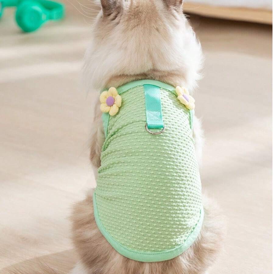 3D Floral Harness Leash For Small Dogs, Stylish Outfit For Pets Like Pooches And Kittens, Suitable For Spring And Summer