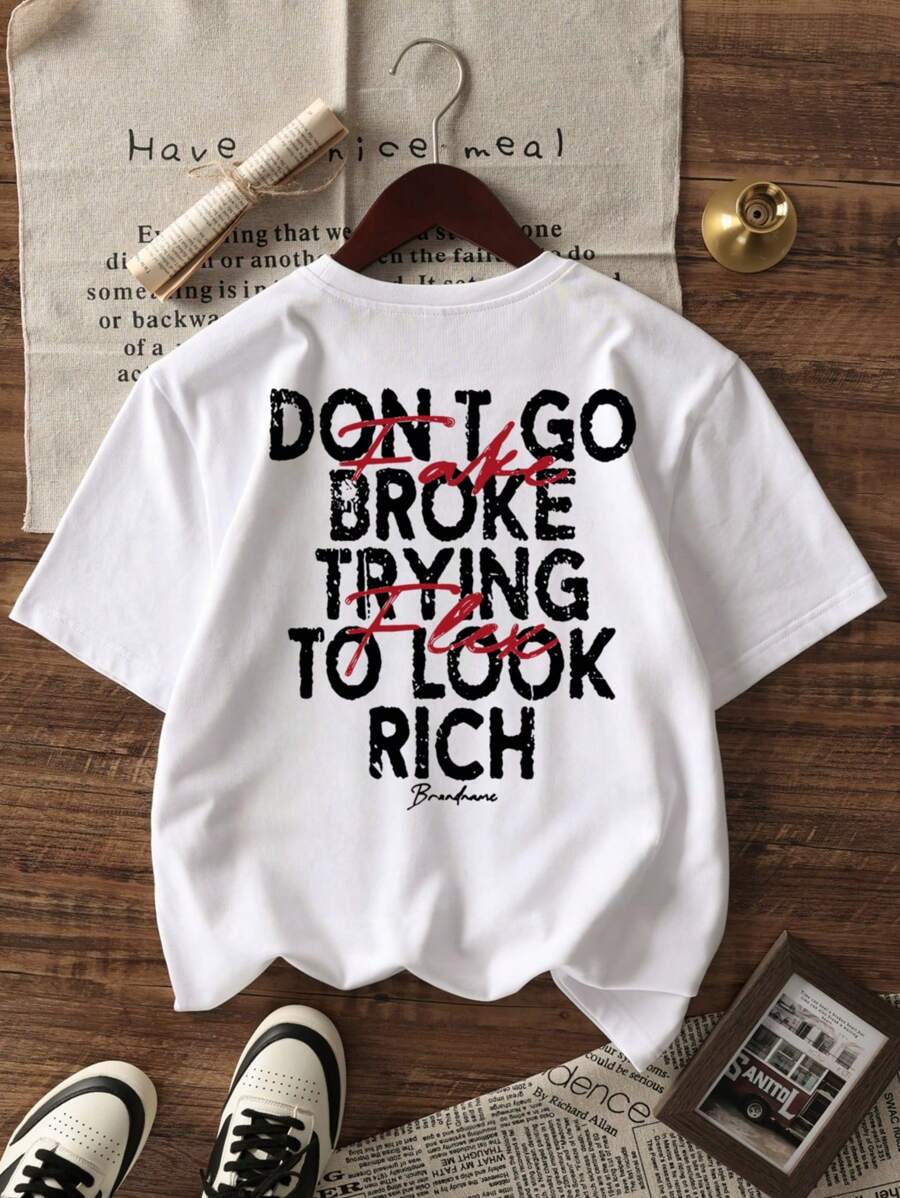 Dames Lente/Zomer Casual Dagelijks Ronde Hals Dollar Bill & Letter Print Korte Mouw T-shirt
