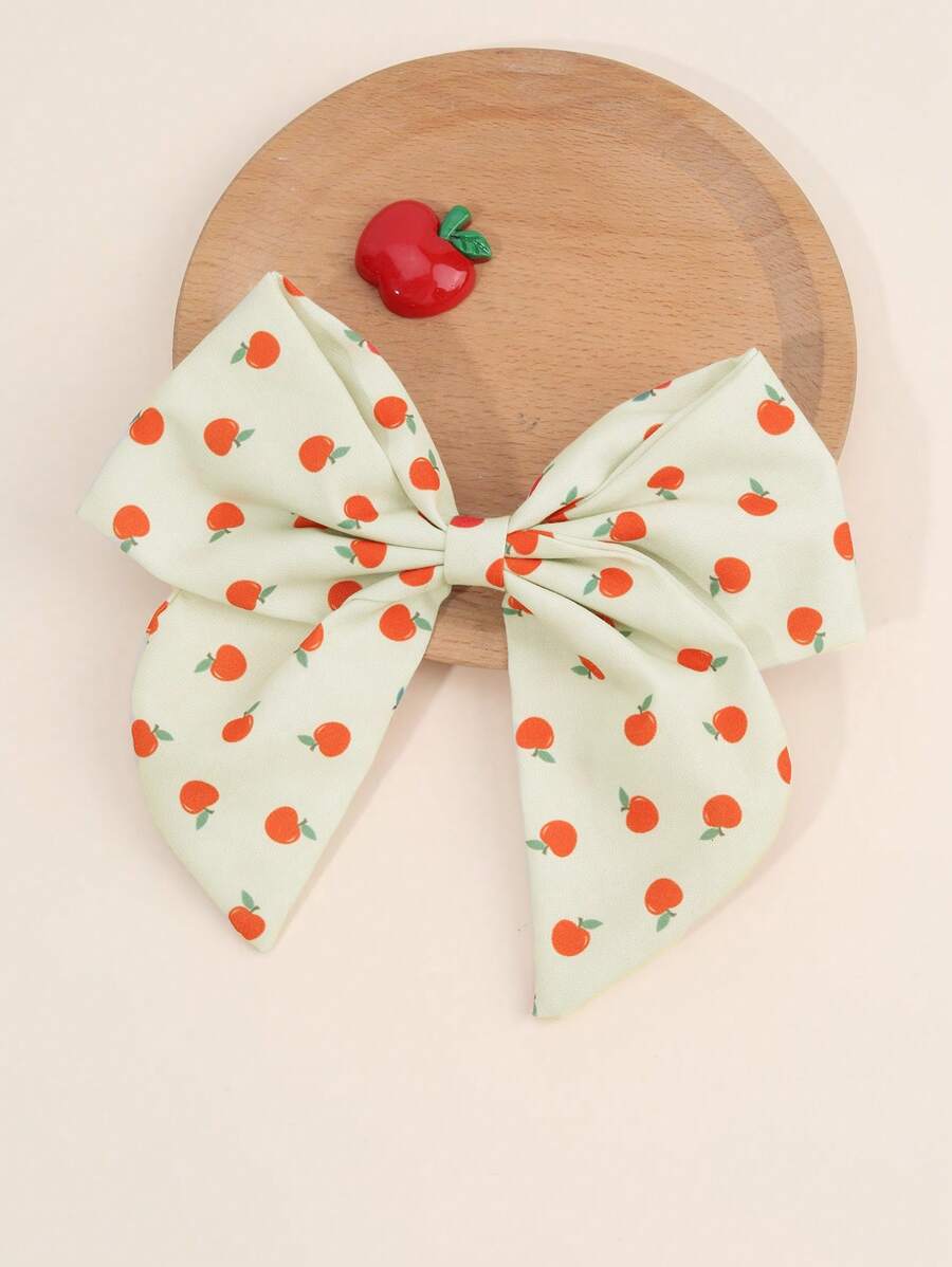 1pc Back To School Hair Bows For Students Pencil Apple Pattern Bow Alligator Clips Cute Pencil Apple Printed Bow Hair Clips For First Day Of School Term Begins Gifts Bow Barrettes Teens Hair Accessories