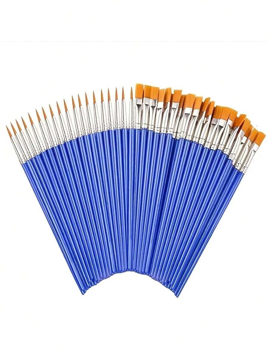 15 pièces Pinceaux à pointe plate et 15 pièces Pinceaux à pointe pointue pour peinture par numéros