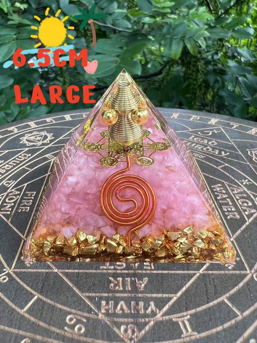 Boho Resin Geometric Pyramid Decor Large 6.5cm - Aesthetic Crystal Obelisk Shelf Decor, Zen Office Ornament, Spiritual Gift For Women Men,Nique Gift Idea For Housewarming Office Desk Display