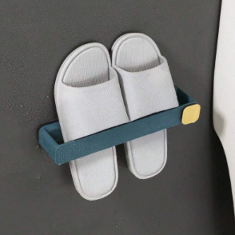Porte-pantoufles de salle de bain adhésif sans perçage monté sur le mur avec crochet. Étagère murale de rangement pour la maison dans les toilettes, économe en espace