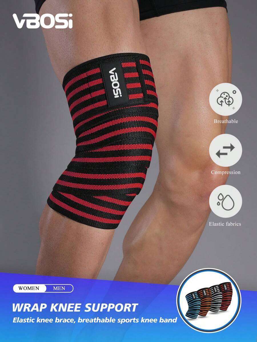 VBOSI 1 Piece Men Women Adjustable Compression Knee Wrap Support For Squat Weightlifting Gym Accessories Knee Support Sports Knee Pads Gym Knee Pads