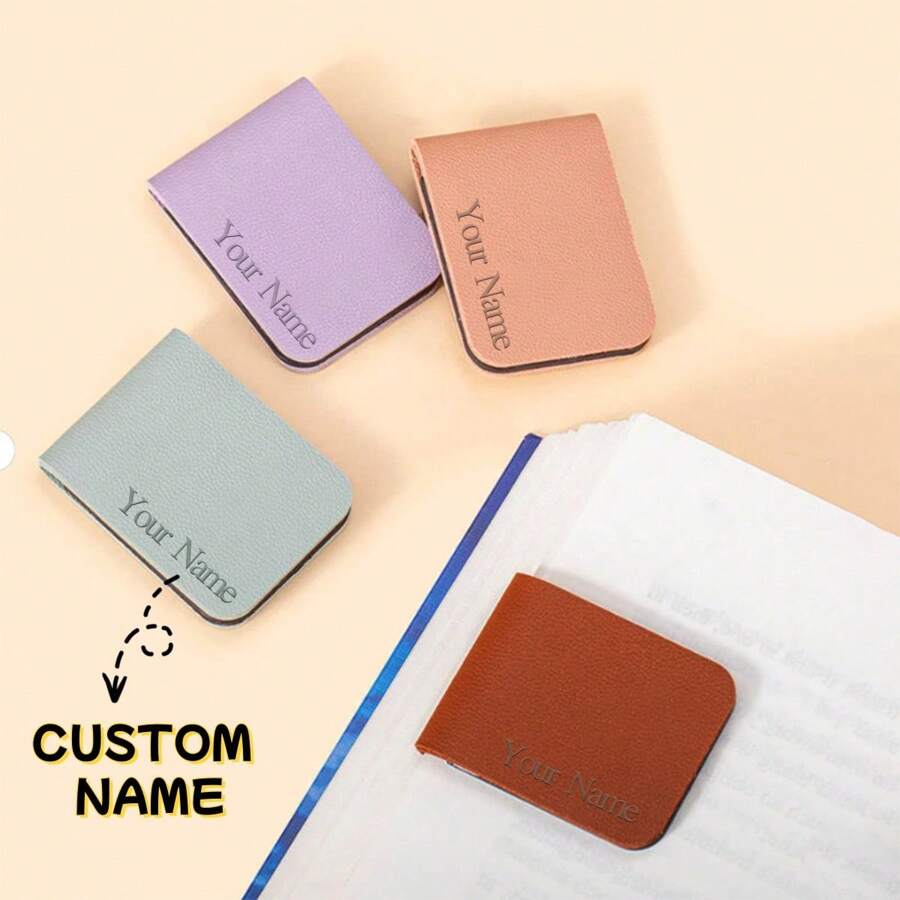 1PC Custom Magnetic Leather Bookmark, Personalized Gift For Him And Her, Minimalist PU Bookmark, Free Name Engraving, Perfect Reader Book Lover Birthday Graduation Back-To-School Birthday Gift,School Supplies,Back To School