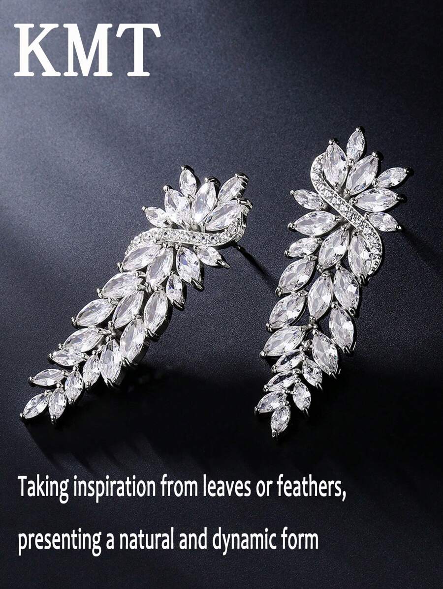 KMT 2 piezas Pendientes elegantes de envolver alrededor de la oreja con cúbicos de zirconia engastados en cobre para mujer, aptos para uso en bodas y como regalo