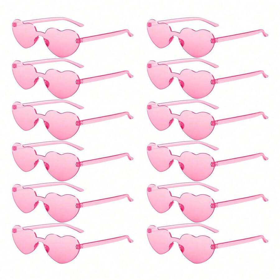 1/2/4/8 Pairs Heart Shaped Candy Color Frameless Funny Glasses, Essential For Party, Birthday, Beach, Bestie Gathering