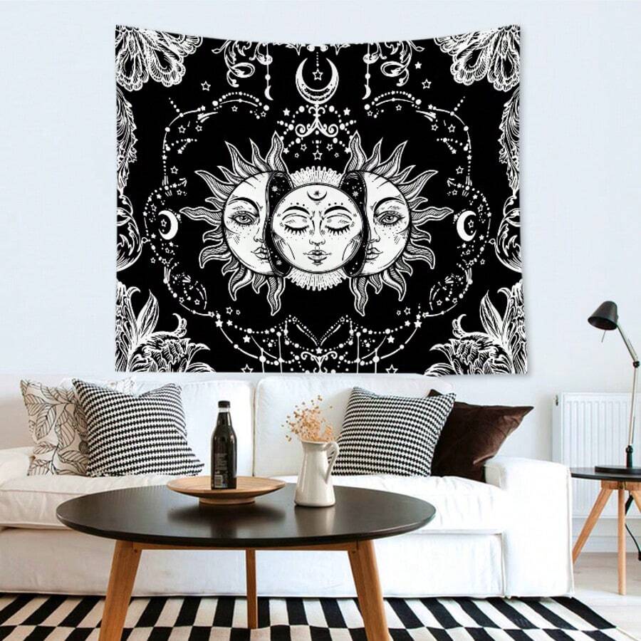 1 Stück Digital bedruckter Wandbehang aus Polyester mit Sonnengottmuster, Halloween Wandbehang, geeignet für Wohnzimmer, Schlafzimmer Wanddekoration, Camping Dekoration, Ganzjahreswandbehang