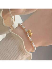 14 Shell Pearl Gold Lily Of the Valley Bracelet-p