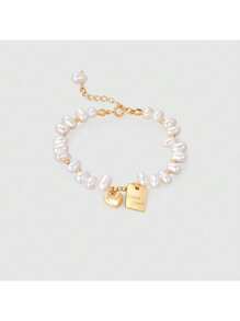 4-piece Lucky Tag Gold Freshwater Pearl Bracelet
