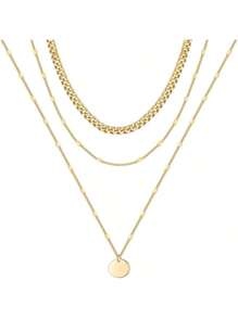 3 Layered Necklace - Thick & Chain & Disc