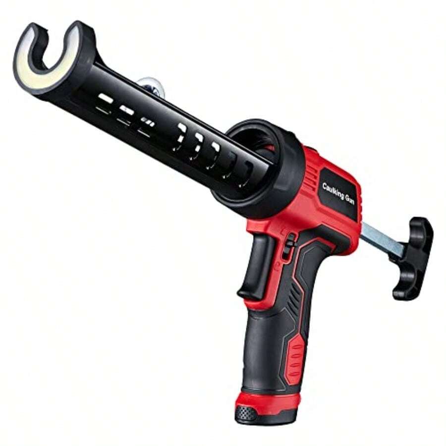 MARSOSAUR Caulk Gun NonDrip Electric Caulking Gun With 300 KG Thrust Cordless Silicone Tool Gun With Constant Flow Tech Lightweight 10oz Caulk Guns With LED Light