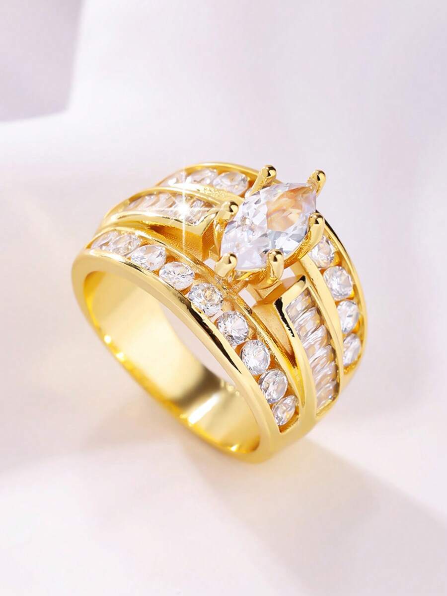 1 Stück Luxus Vintage Zirkonia Breitband Ring in Augenform, hochwertige Herren Schmuckstücke, geeignet für den täglichen Gebrauch oder Partys, ideales Valentinstags-Geschenk