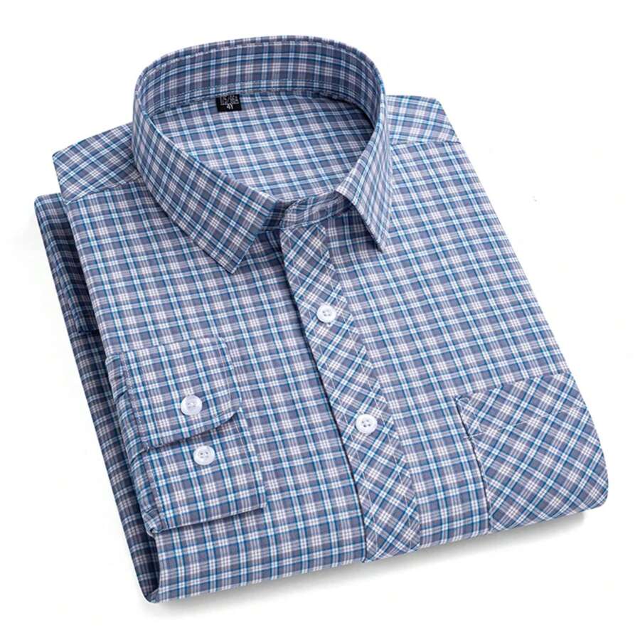 Men's Plaid Shirt Long Sleeve Cotton Plaid Shirt Formal Wear Fashionable Thin Soft Classic Basic Casual Men's Wear