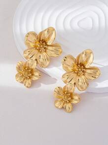 Boucles d'oreilles en or à deux fleurs