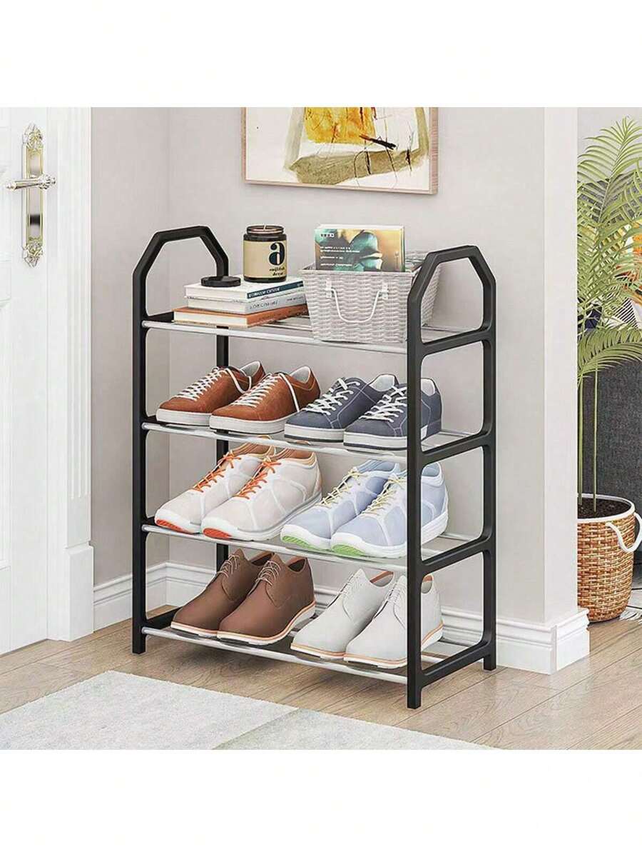 1 pièce Étagère à chaussures économique pour l'entrée de la maison, le dortoir. Rack de rangement attrayant à plusieurs niveaux pour l'entrée. Meuble à chaussures anti-poussière. Étagère à 4 niveaux pour le balcon. Super grande capacité de rangement