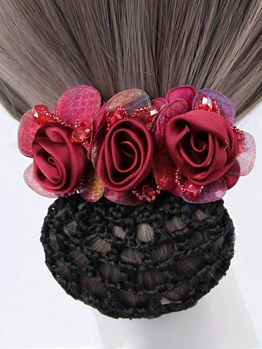 1pc Mesh Professional Daily Basic One-Piece Spring Clip Half Bun Low Ponytail Hair Clip, One-Piece Hair Barrette, Simple Top Clip For Girls ,Hair Accessory