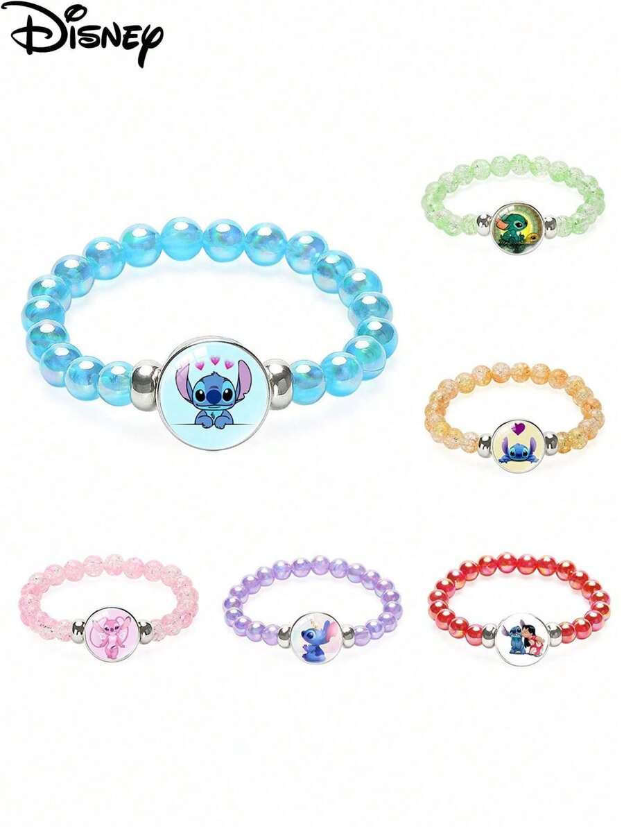 1 buc brățară cu mărgele colorate Disney Stitch Interstellar Baby Cartoon, brățară pentru femei, brățară, accesoriu, potrivită pentru ținuta zilnică, cadou de ziua de naștere pentru prietenă/cele mai bune prietene, cadou pentru studenți înapoi la școală, brățară pentru cupluri de petrecere
