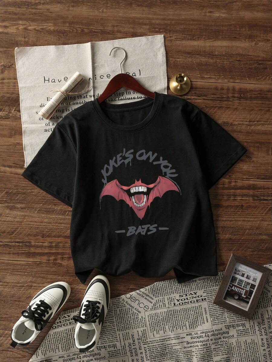 Camiseta de manga corta casual de hombre con estampado del personaje Joker en colaboración con Warner Bros., para verano