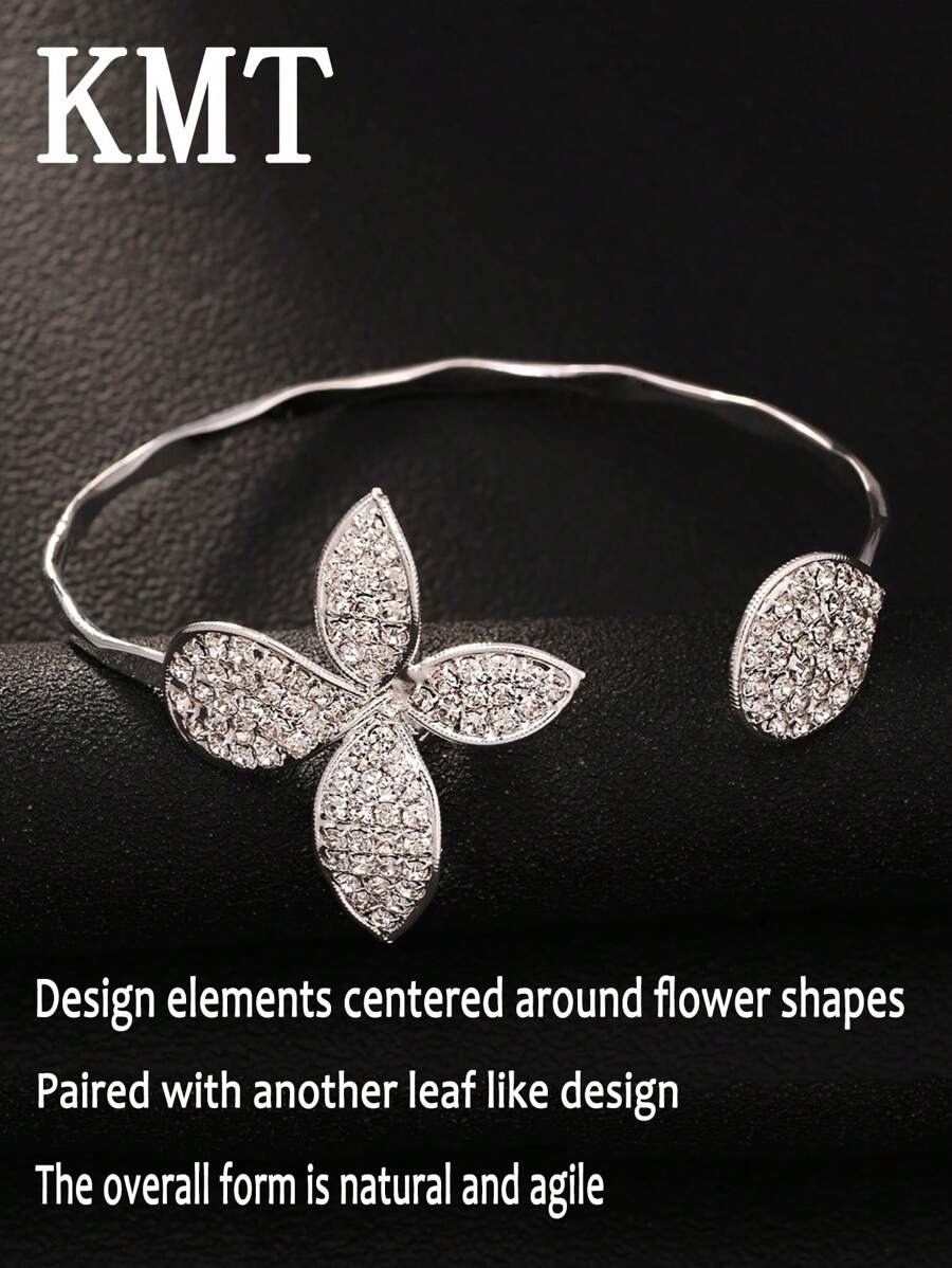 KMT 1 Stück Armreif mit Kupferblatt und Strass, stylischer, funkelnder Accessoire für Frauen