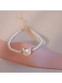 12 White Shell Cat Freshwater Pearl Bracelet-d