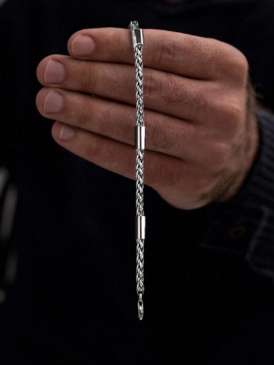 1pc Hip Hop Style Men's Dragon Bone Chain Bracelet, Fashionable Stainless Steel Daily Decoration