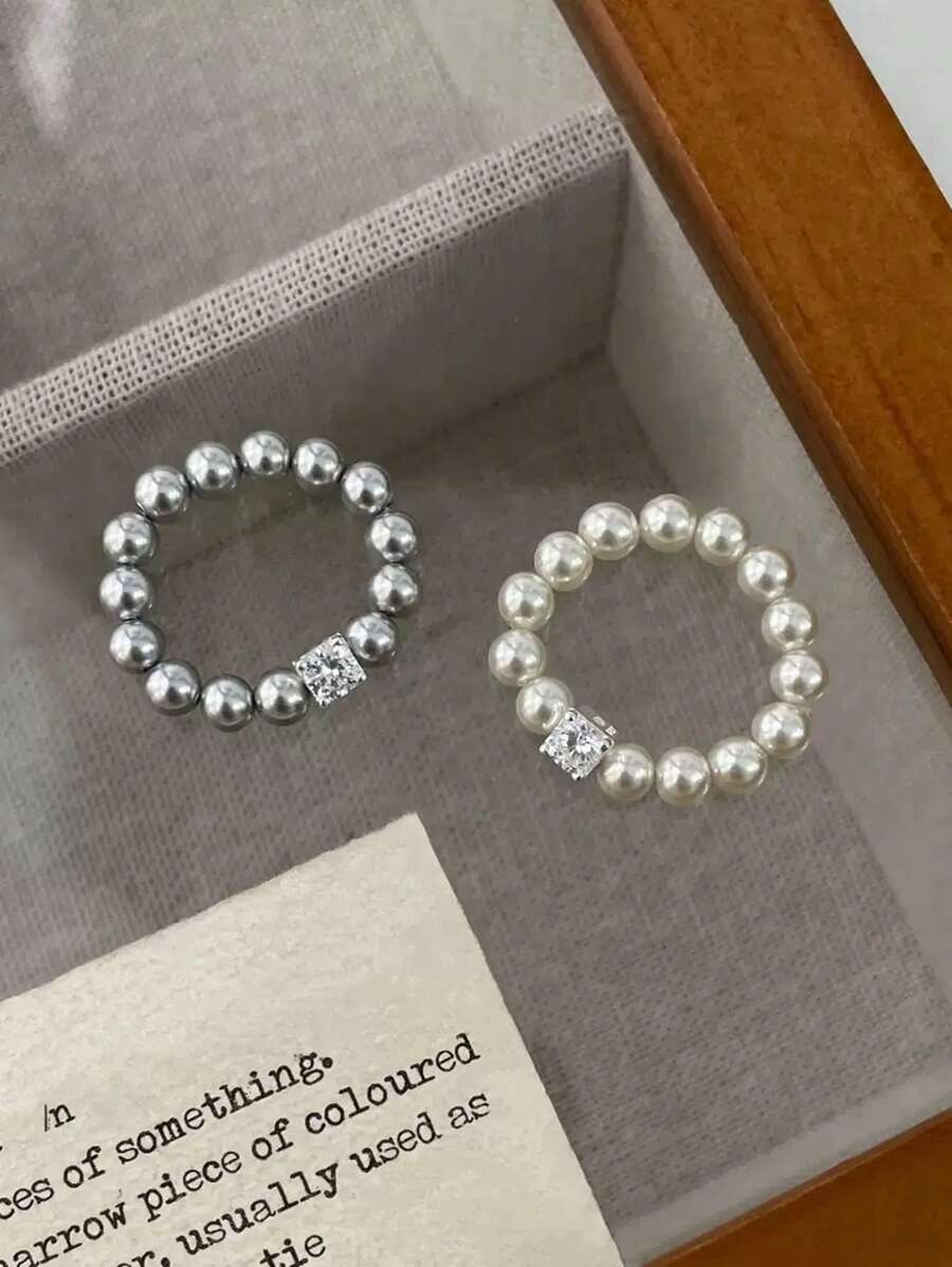 S925 Sterling Silver Elastic Pearl Ring, Bright And Pure, Simple & Elegant, Niche Luxury, Versatile