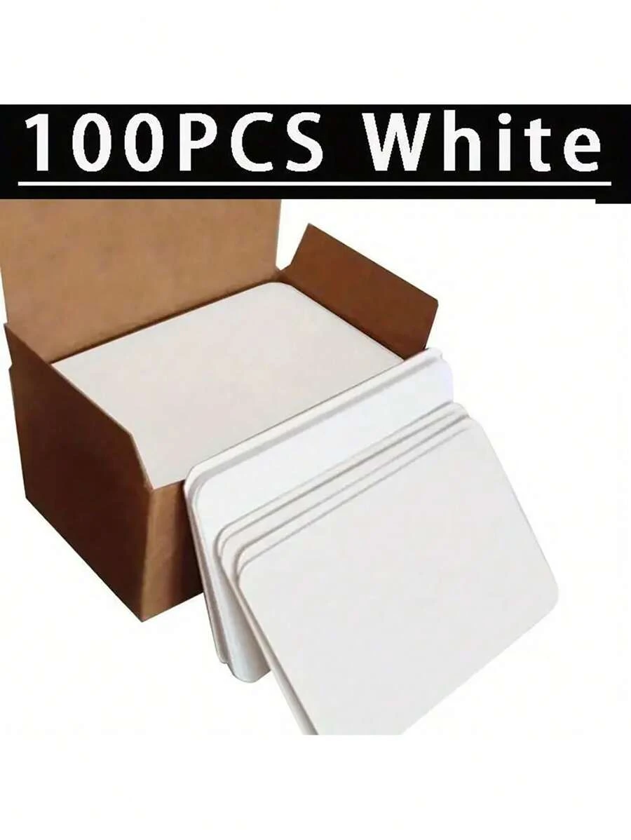 100pcs/Box Minimalist Thick Blank Kraft Paper Cards, Simple, Durable, Thick - Ideal For DIY Doodles, Messages And Notes - Small Notebooks And Handmade Party Cards, Perfect For Creative Expression, Eid Mubarak