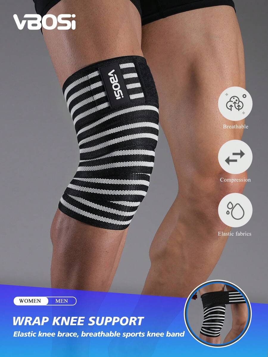 VBOSI 1 Piece Men Women Adjustable Compression Knee Wrap Support For Squat Weightlifting Gym Accessories Knee Support