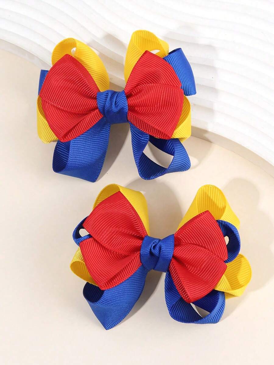 2 pezzi di fermagli per capelli a fiocco per ragazze per il ritorno a scuola, mollette colorate per capelli in alligatore, fermagli per capelli con nastro gros grain, fiocchi per code di cavallo per ragazze, accessori per capelli adatti per la prima giornata di scuola, la stagione della laurea e l'uniforme scolastica, accessori per capelli per studenti in classe e adolescenti