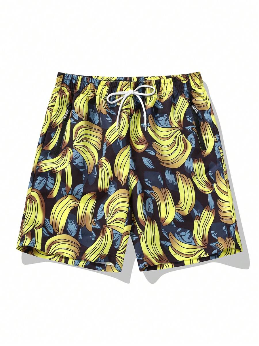 Men's Printed Casual 5-Inch Beach Shorts, Quick-Dry Breathable Summer Holiday Relaxed Fit Bermuda Shorts