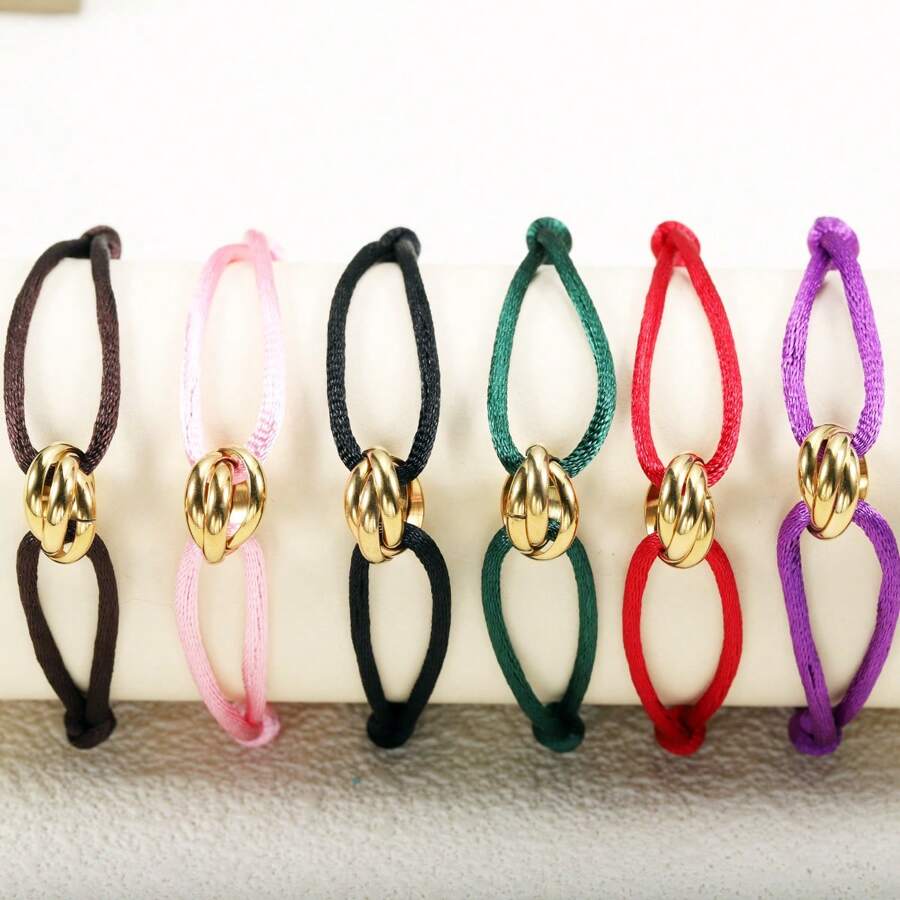1 Pieza Brazalete de acero inoxidable ajustable hecho a mano con 3 círculos huecos, joya minimalista unisex como regalo para parejas