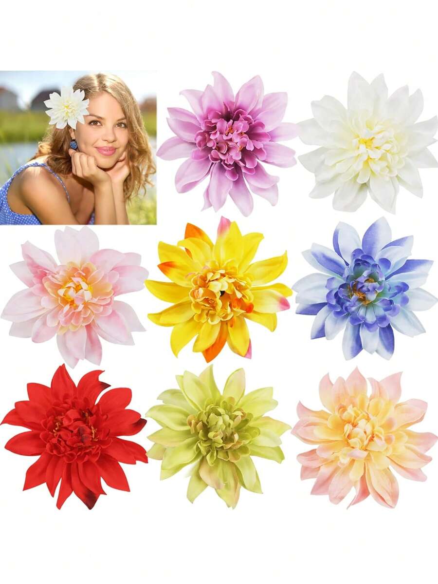 8 Piezas Flores de Hibisco Fiesta Hawaiana Fiesta de Verano Decoración DIY Flores Artificiales Flores de Tocado de Chicas Hula (Blanco) Pinzas para el Cabello, Accesorios para Fiesta de Playa, Decoración de Disfraces de Vuelta a Clases, Pinzas de Garra, Pinzas para el Cabello, Pasadores de Cabello, Barrettes de Cabello, Artículos Escolares