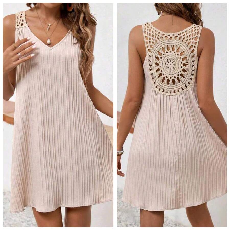 Women's Summer Solid Color Versatile Embroidered Hollow-Out Camisole, Woven Fabric 120g