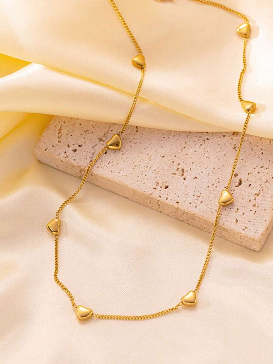Colar de personalidade coreana estilo doce com coração selvagem, aço inoxidável galvanizado a vácuo, produtos populares, joias femininas requintadas
