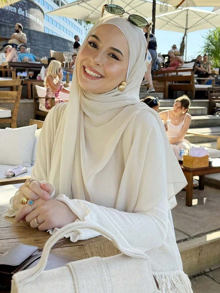 1 pieza Hijab musulmán para mujer, chal de gasa de unicolor, adecuado para uso diario en todas las estaciones