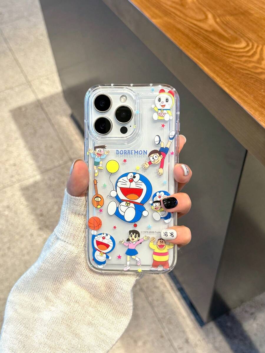 Doraemon Fundas para teléfono compatibles con la serie Galaxy S25, la serie Galaxy, la serie Galaxy A, adecuadas para el 16 Pro Max de Apple, cubiertas protectoras para el 15 Pro Max, fundas protectoras transparentes para el 15 con estampado de puntada, cubiertas oficiales con licencia con airbag antichoque y antideslizante compatibles con 11, 12, 13, 14, 15 de Apple.